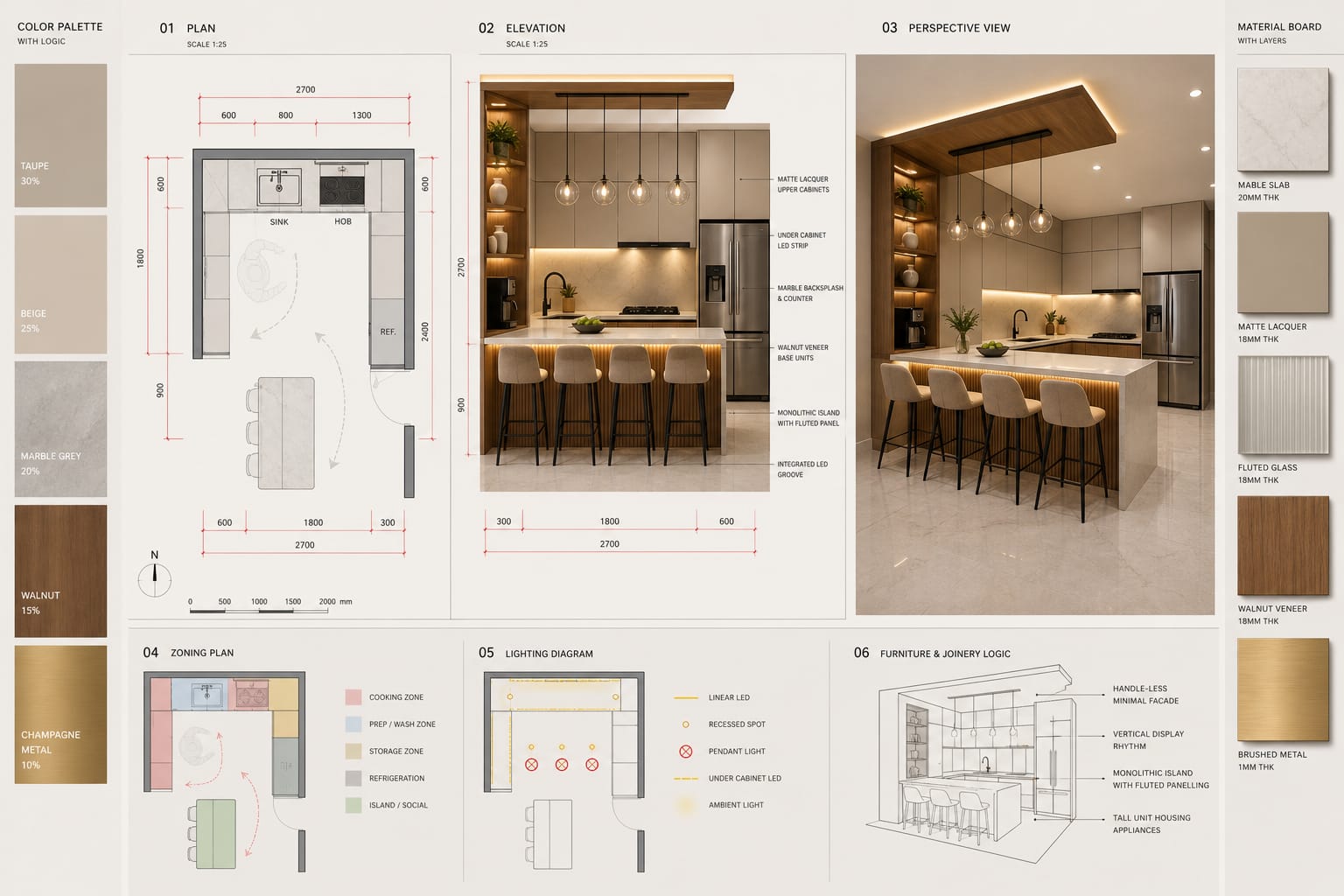 Kitchen Architectural Layout Plan